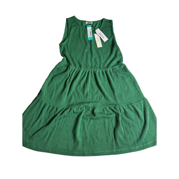 nine britton Dresses & Skirts - Nine Britton Vivianne Tiered Dress Women's M Green Ribbed Sleeveless Stitch Fix